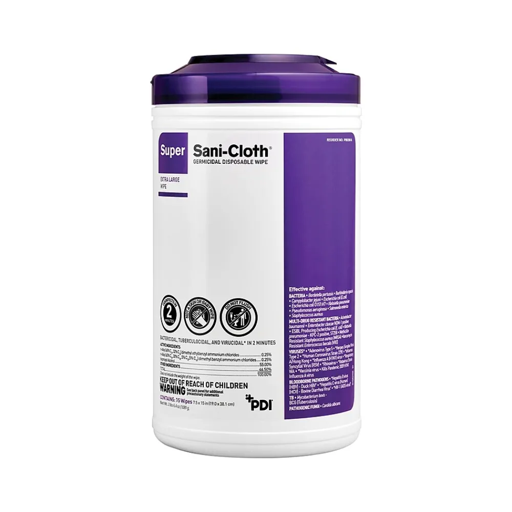 Super Sani-Cloth Disinfecting Wipes, 75 Wipes/Container (P86984)<PDI New