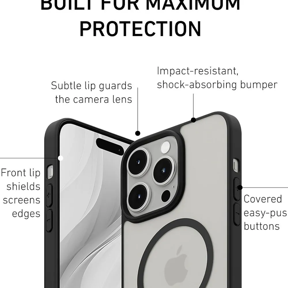 PEEL Bumper Series MagSafe Phone Case for iPhone 15 Pro Max Case, Shock Absorbing, Black (I15 PROMAX BUMPER BL)