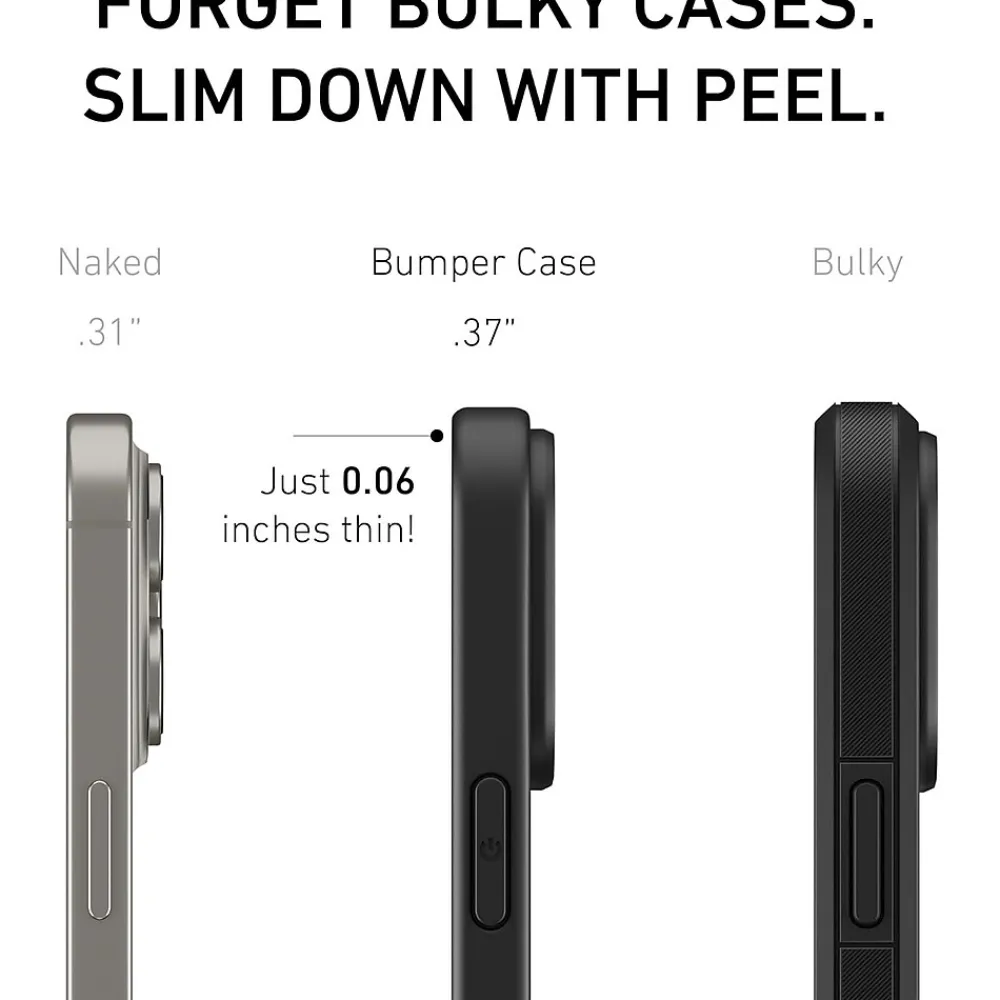 PEEL Bumper Series MagSafe Phone Case for iPhone 15 Pro Max Case, Shock Absorbing, Black (I15 PROMAX BUMPER BL)