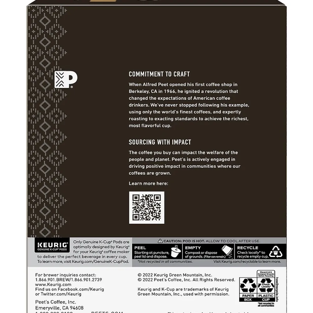 Peet's Coffee Café Domingo Coffee Keurig® K-Cup® Pods, Medium Roast, 22/Box (6543)