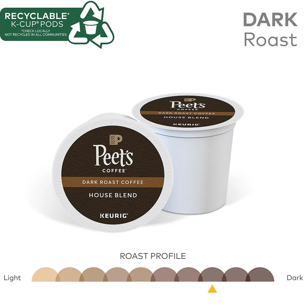 Peet's Coffee House Blend Coffee Keurig K-Cup Pod, Dark Roast, 88/Box (6546CT)