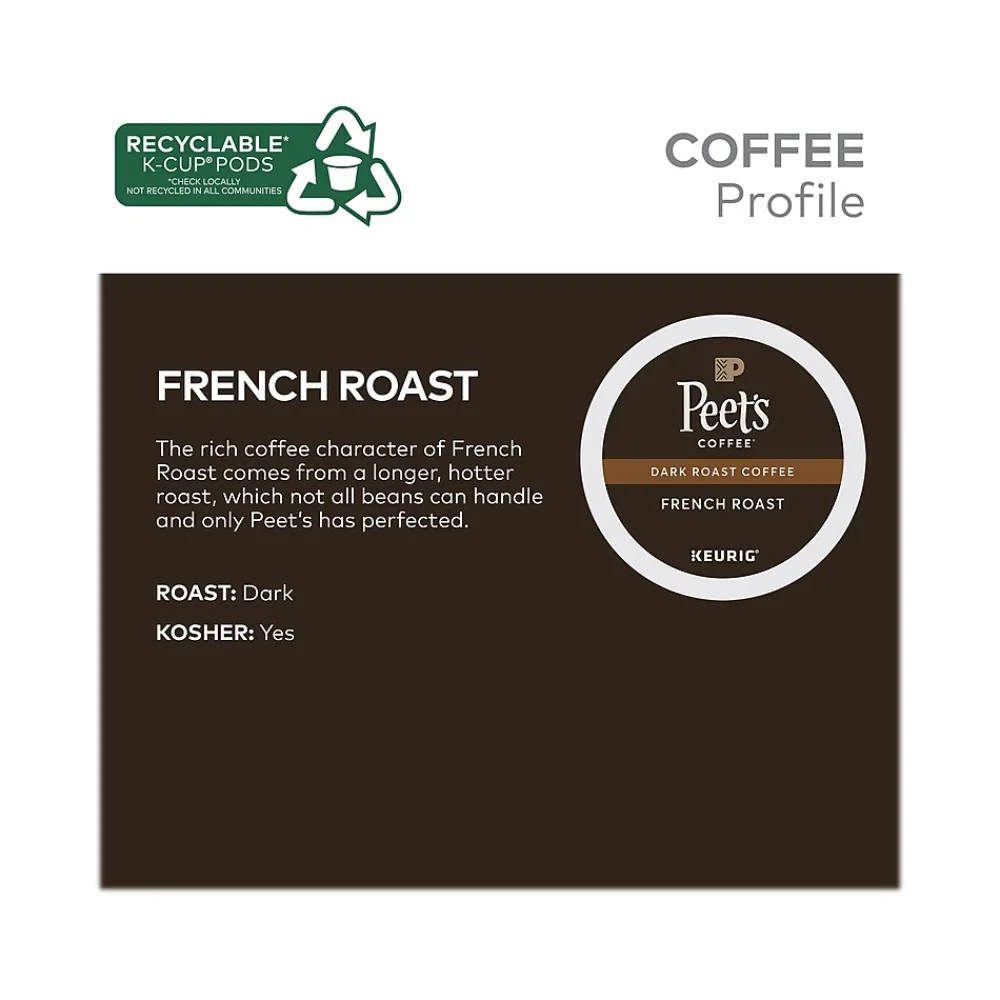 Peet's Coffee , Keurig K-Cup Pod, French Roast, 22/Box, 4 Boxes/Carton (6545XXCT)