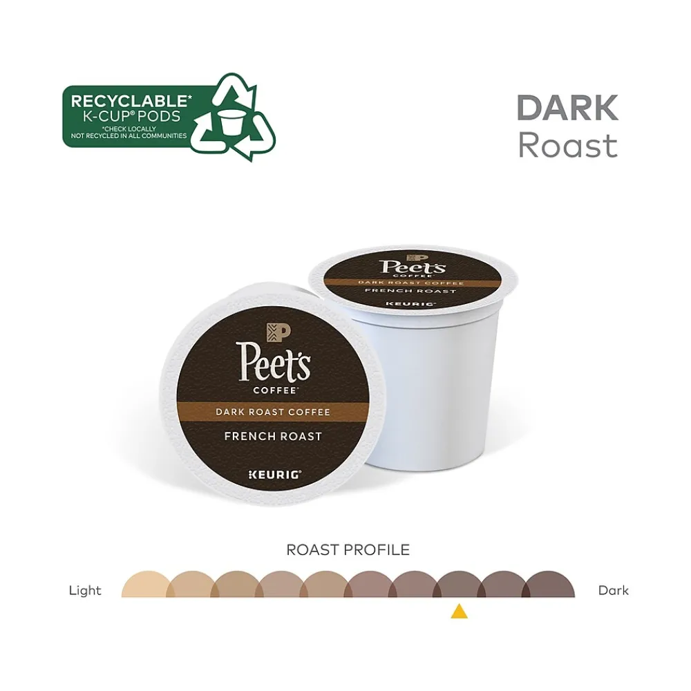 Peet's Coffee , Keurig K-Cup Pod, French Roast, 22/Box, 4 Boxes/Carton (6545XXCT)