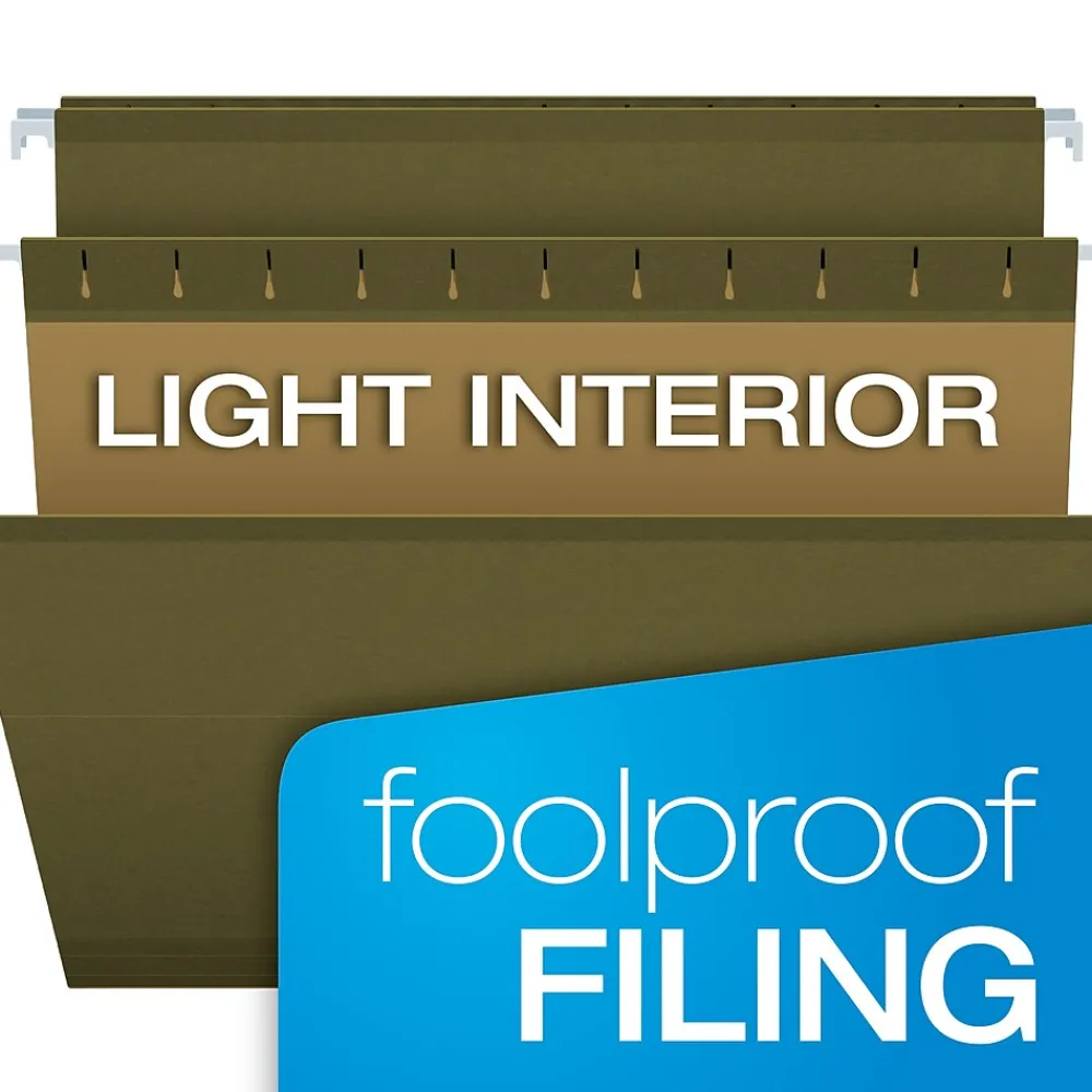 Hanging File Folders|Pendaflex Hanging File Folder, 5-Tab, Letter Size, Green, 25/Box (PFX 4152)