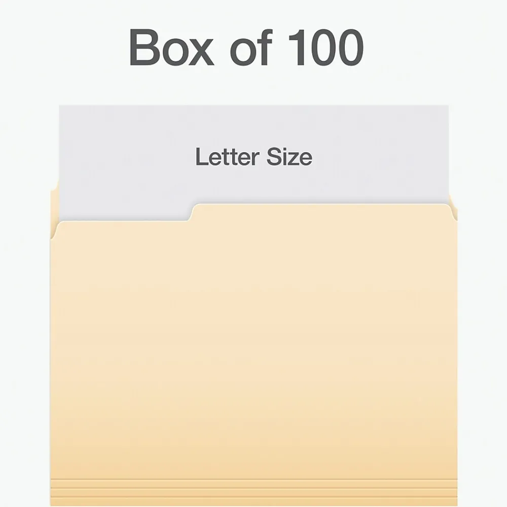 File Folders|Pendaflex Heavy Duty File Folder, 1/3-Cut Tab, Letter Size, 100/Box (1007080)