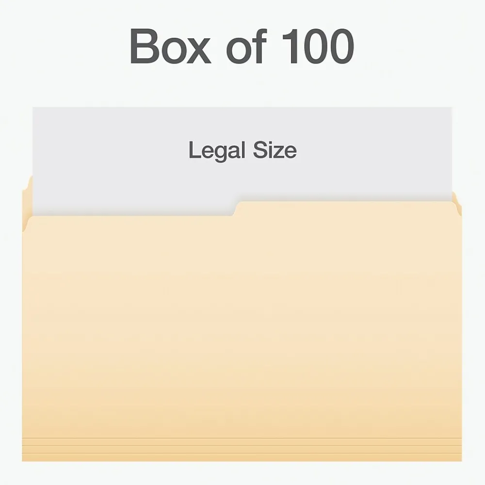 File Folders|Pendaflex Heavy Duty File Folder, 1-Tab, Legal Size, 100/Box (1007052)