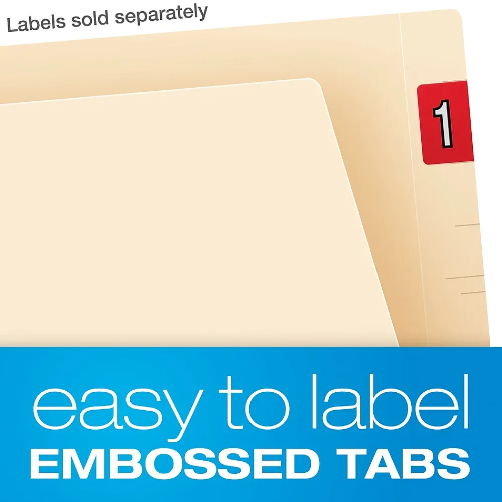 File Folders|Pendaflex Recycled End Tab File Folder, Straight Cut, Letter Size, Manila, 50/Box (H10U1)