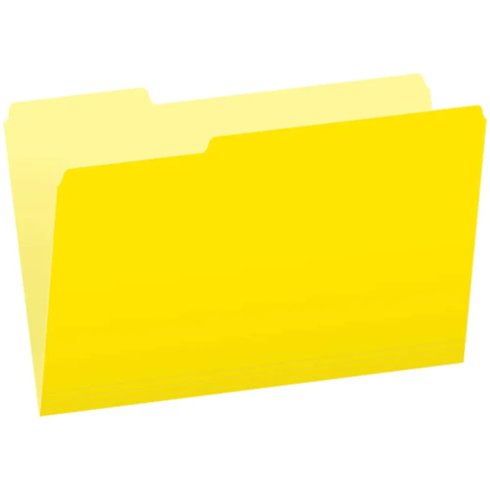 File Folders|Pendaflex Recycled File Folder, 1/3-Cut Tab, Legal Size, Yellow, 100/Box (1531/3YEL) Light Yellow