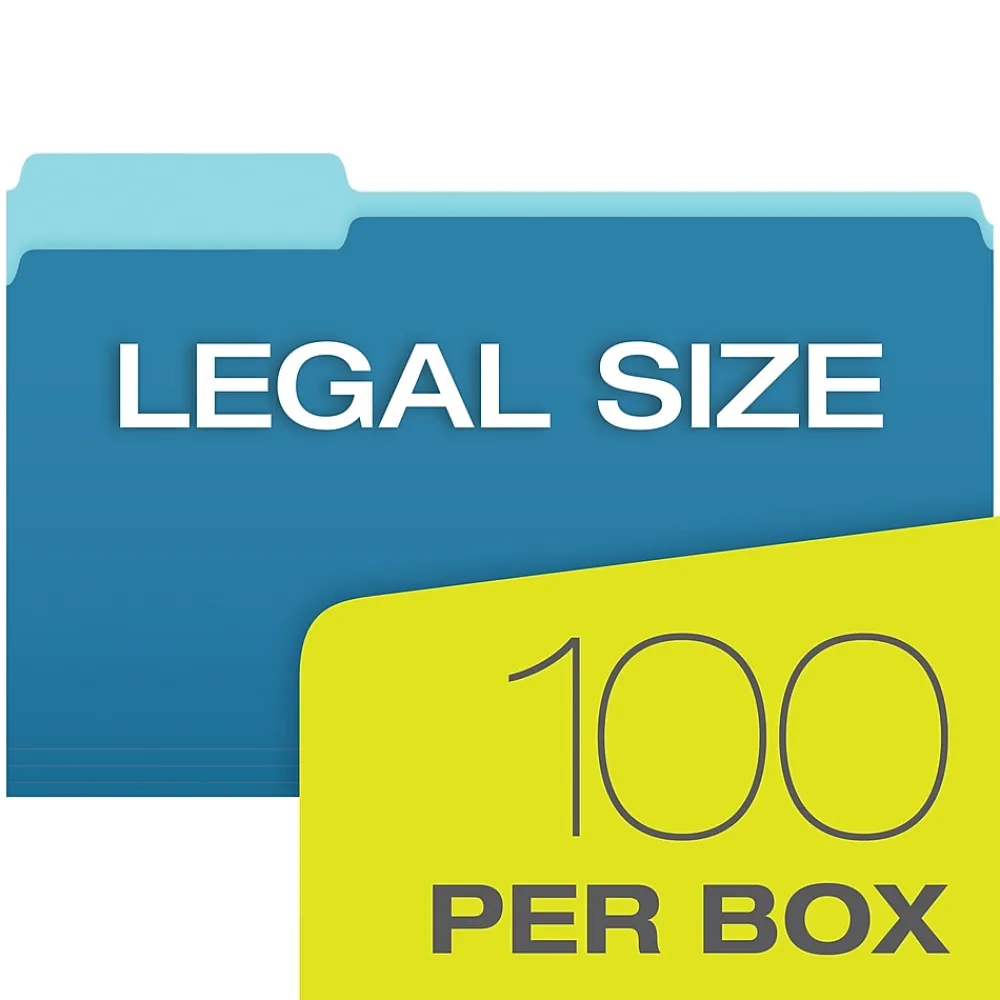 File Folders|Pendaflex Recycled File Folder, 1/3-Cut Tab, Legal Size, , 100/Box (43501/3BLU) Blue