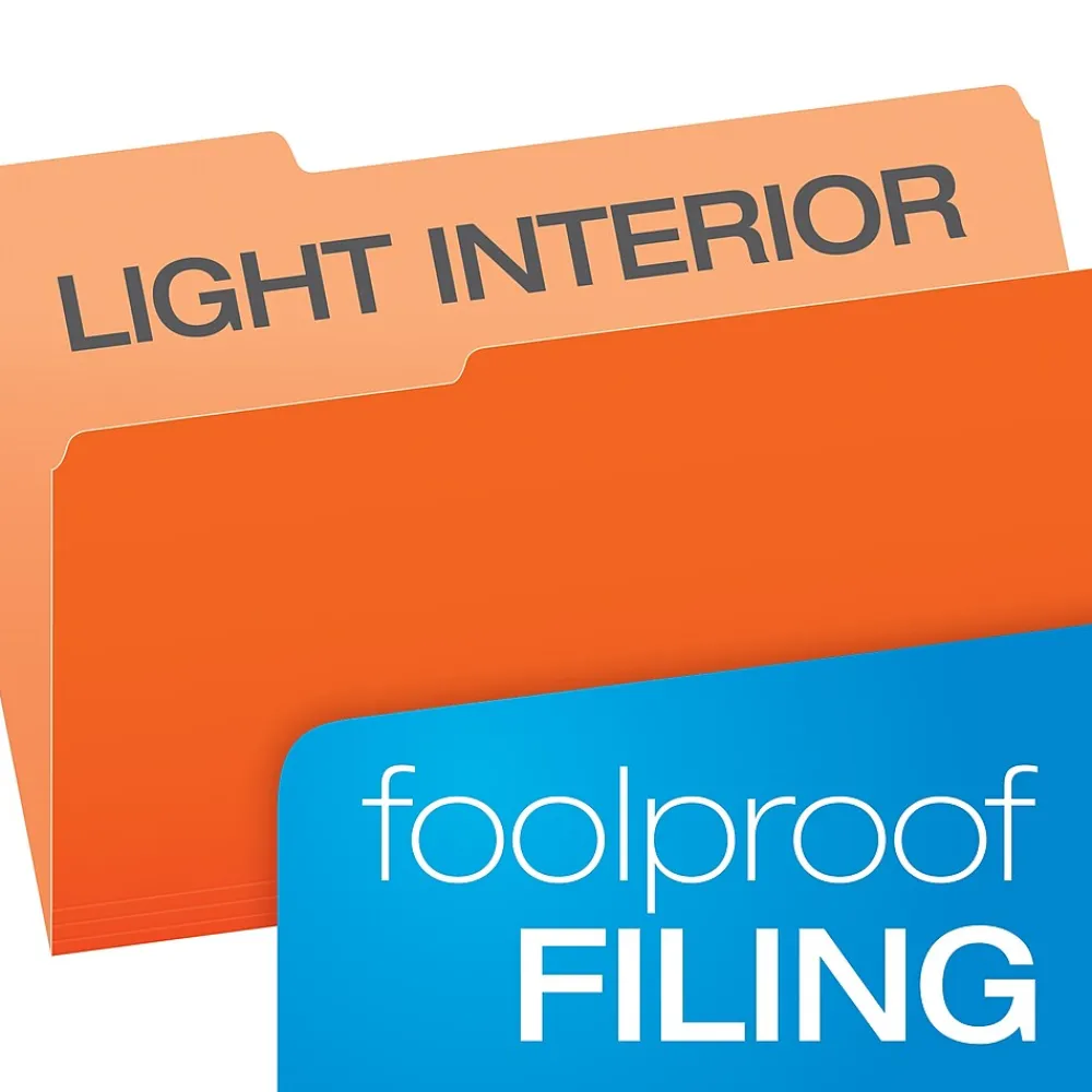 File Folders|Pendaflex Recycled File Folder, 1/3-Cut Tab, Legal Size, , 100/Box (43501/3ORA) Orange