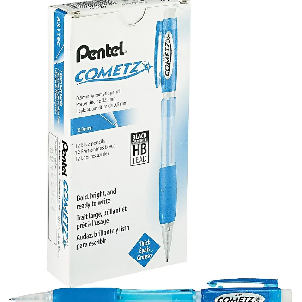 Pencils|Pentel Cometz Mechanical Pencil, 0.9mm, #2 Medium Lead, Dozen (AX119C)