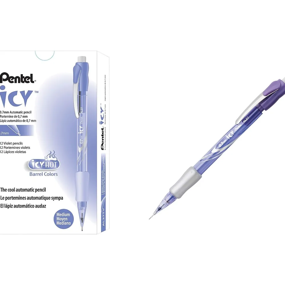 Pencils|Pentel Icy Mechanical Pencil, 0.7mm, #2 Soft Lead, Dozen (AL27TV)