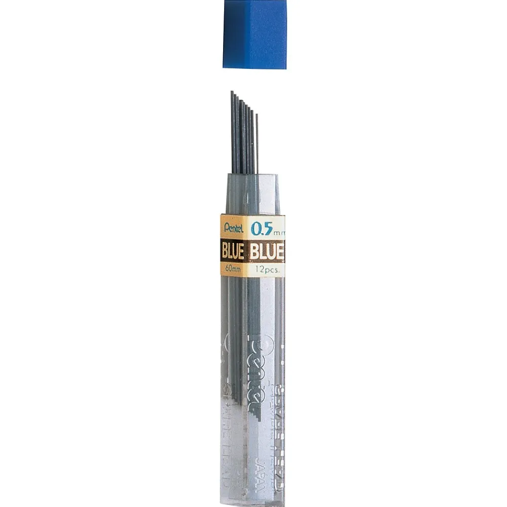 Pencils|Pentel ® Refill Lead, Blue, Fine, 0.5mm, 12 Pieces Per Pack, 12 Packs (PENPPB5-12)