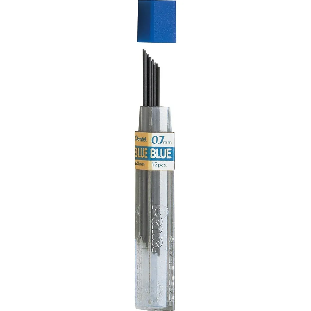 Pencils|Pentel ® Refill Lead, Blue, Fine, 0.7mm, 12 Pieces Per Pack, 12 Packs (PENPPB7-12)