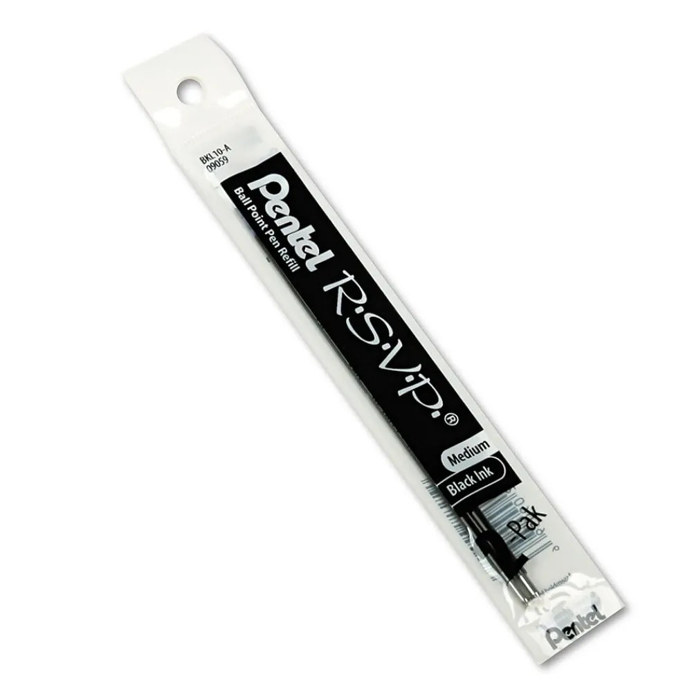 Pens|Pentel ® R.S.V.P. Ballpoint Pen Refill, Medium, Black, 2/Pack