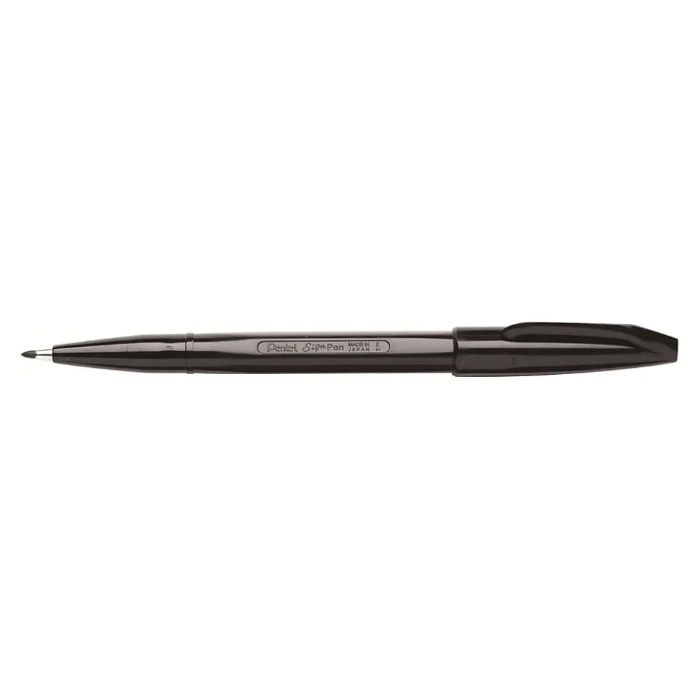 Pens|Pentel Sign Felt Pens, Fine Point, Black Ink, Dozen (S520-A)