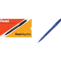 Pens|Pentel Sign Gel Pens, Fine Point, Blue Ink, Dozen (S520-C)