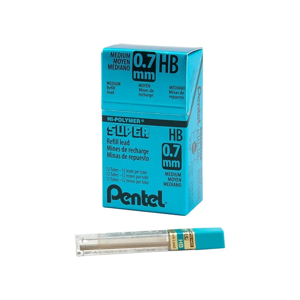 Pencils|Pentel Super Hi-Polymer Lead Refill, 0.7mm, 12/Leads, Dozen (50-HB)