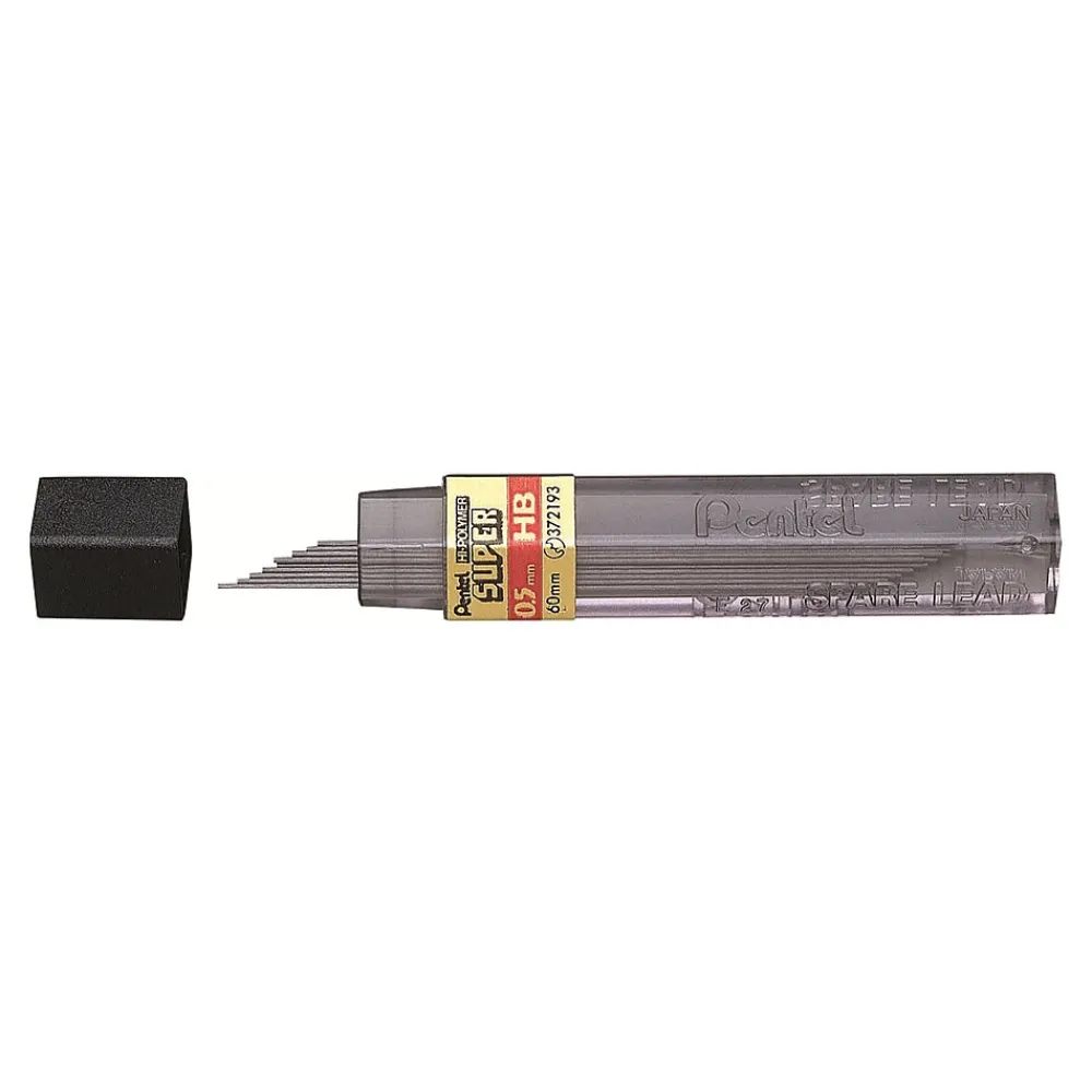 Pencils|Pentel Super Hi-Polymer Lead Refill, 0.5mm, 12/Leads (C505-HB)