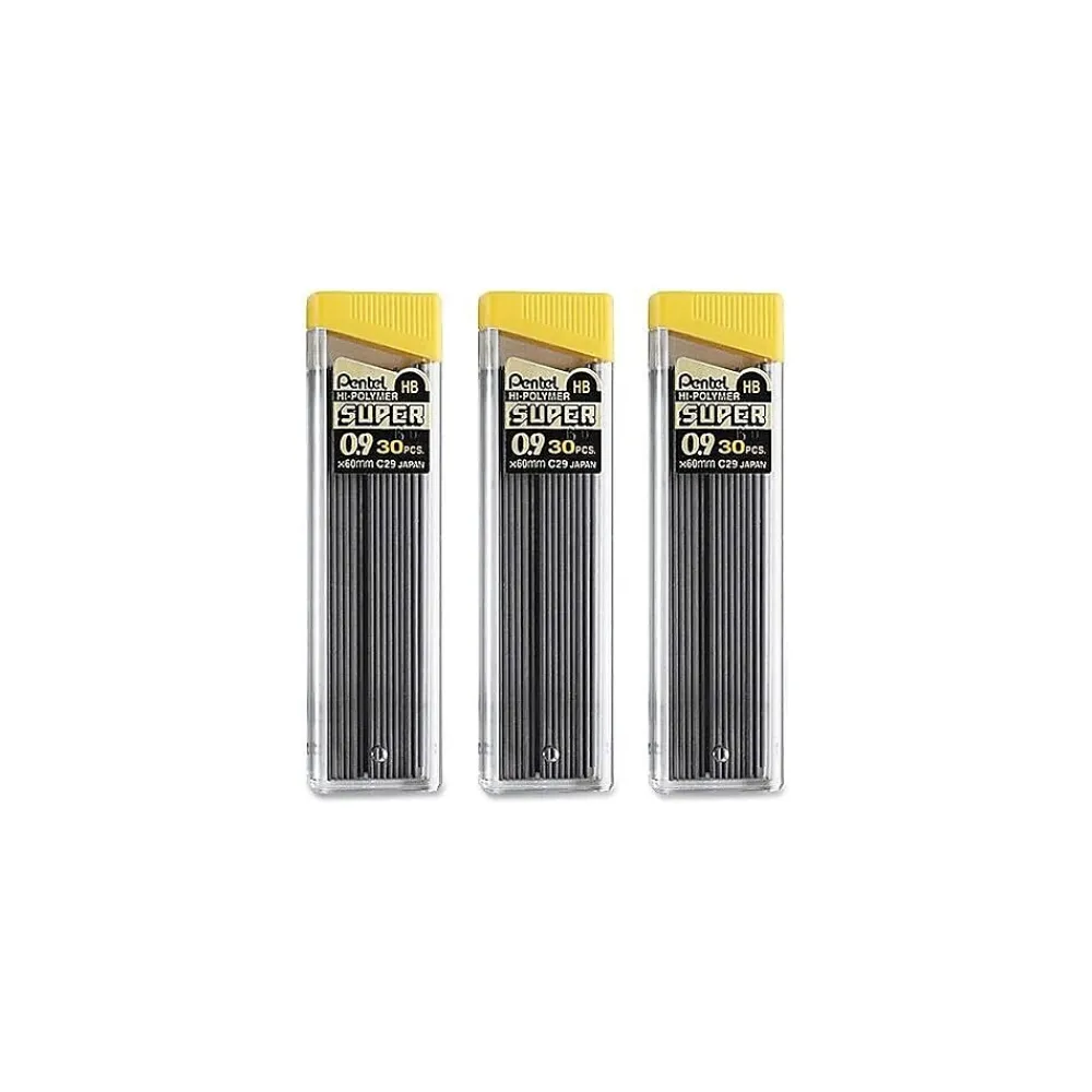 Pencils|Pentel Super Hi-Polymer Lead Refill, 0.9mm, 30/Leads, 3/Pack (C29BPHB3)