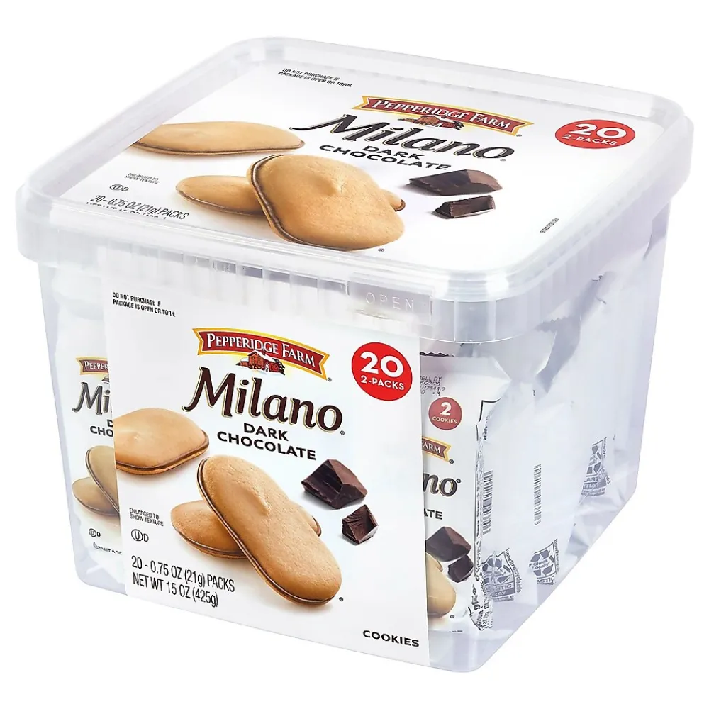 Milano Pepperidge Farm Double Dark Chocolate Cookies, 0.75 oz, 20/Pack (220-02248)