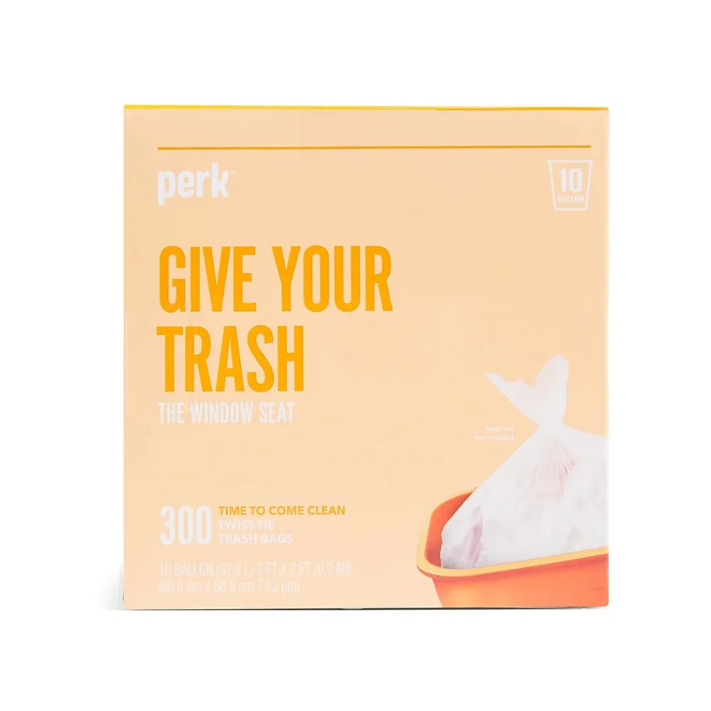 ™ 10 Gallon Kitchen Trash Bag, 24" x 24", High Density, 0.36 mil, Clear, 300 Bags/Box (PK56746)<Perk Sale