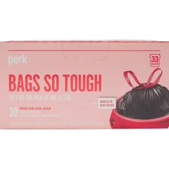 â„¢ 33 Gallon Kitchen Trash Bag, Low Density, 1.1 mil, Black, 30 Bags/Box (PK56747)<Perk Hot