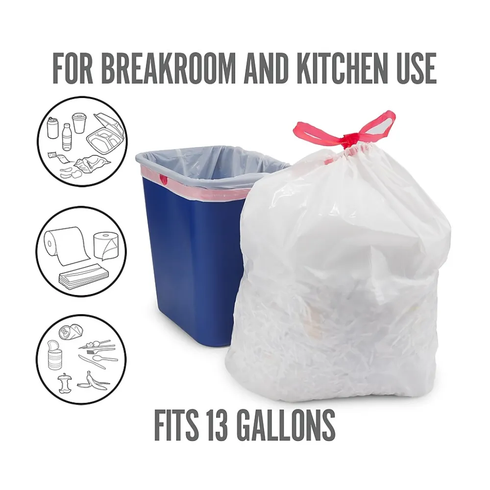 ™ 13 Gallon Kitchen Trash Bag, 28" x 24", Low Density, 0.9 mil, White, 50 Bags/Box, 6 Boxes/Carton (PK56745CT)<Perk Clearance
