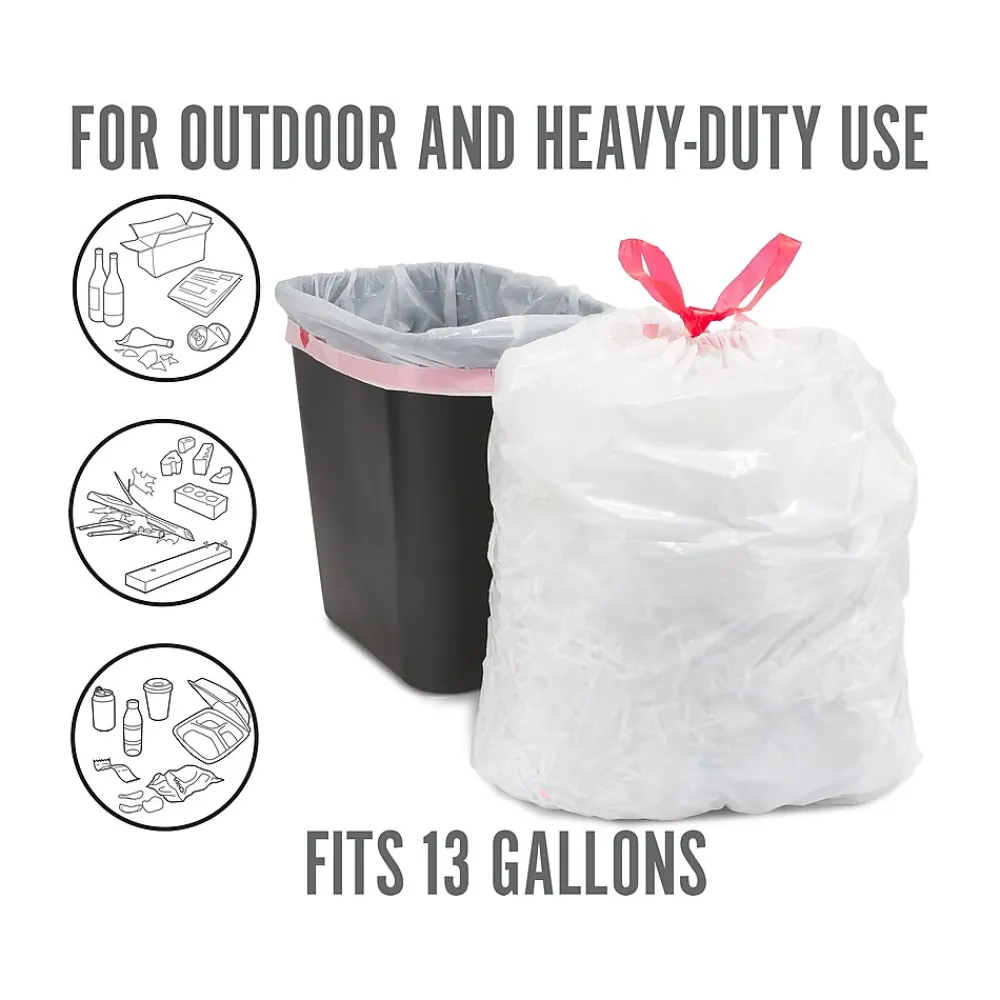 ™ 13 Gallon Scented Kitchen Trash Bag, 28" x 24", Low Density, 0.9 mil, White, 100 Bags/Box (PK56751)<Perk New