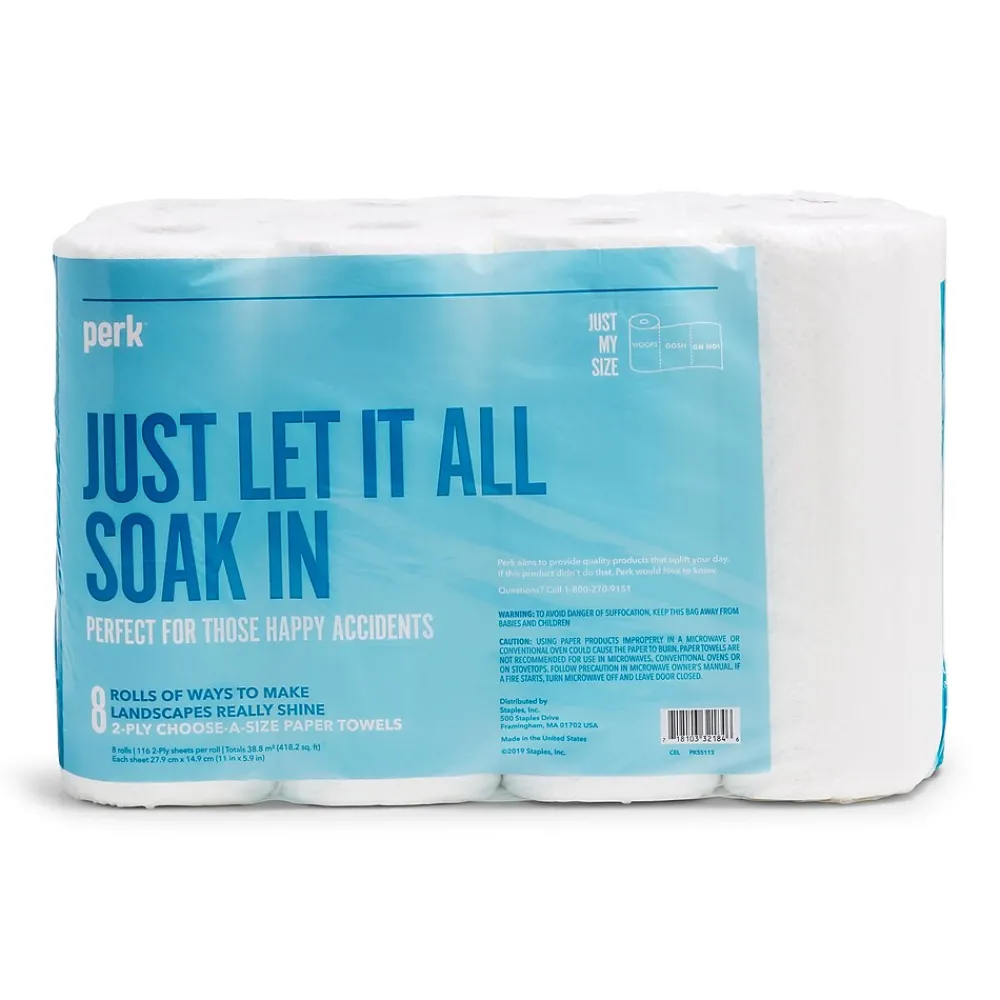 Perk ™ Choose-A-Size Paper Towels, 2-ply, 116 Sheets/Roll, 8 Rolls/Pack (PK55113)