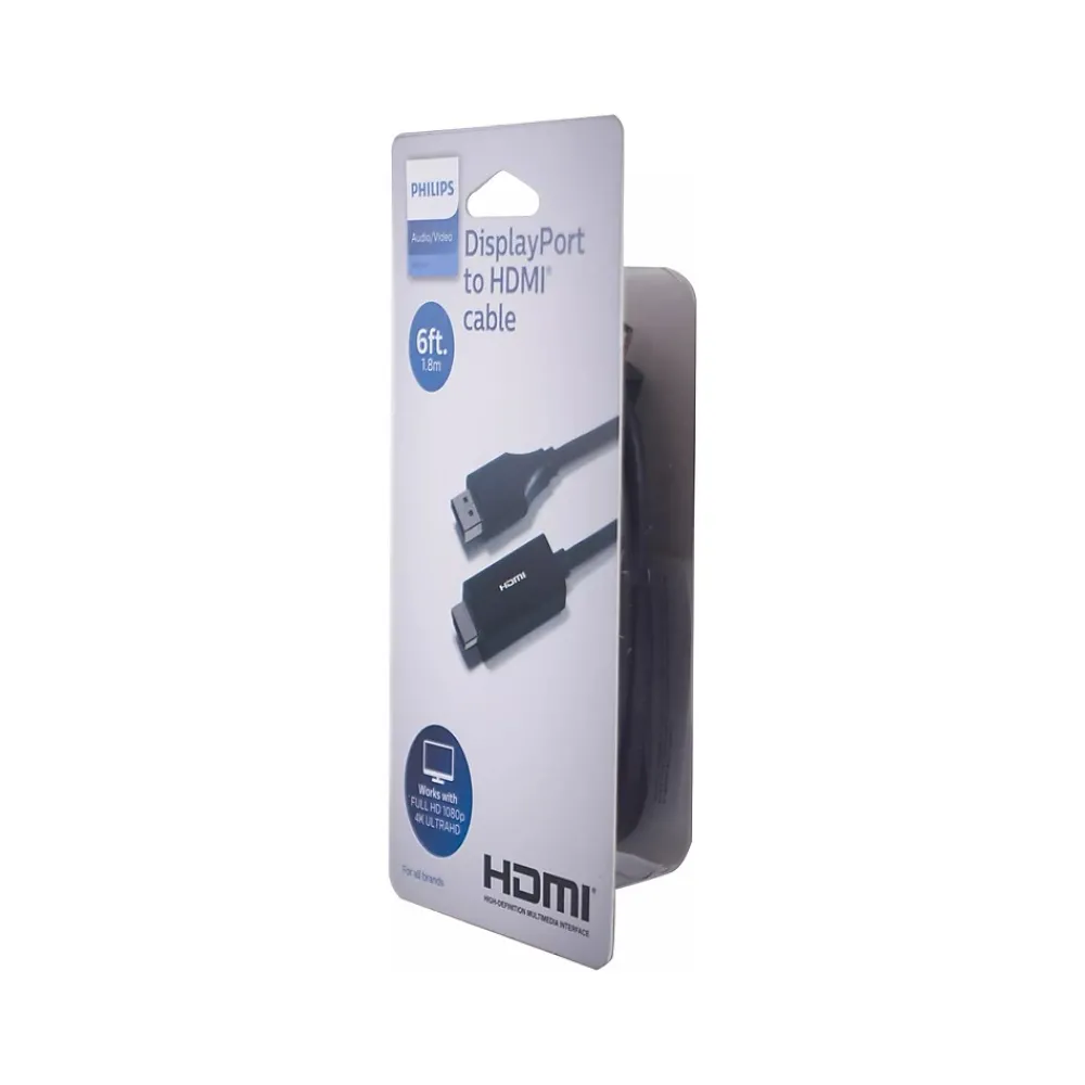 Philips 6' Display Port to HDMI Audio/Video Cable, Male to Male, Black (SWV9216G/27)