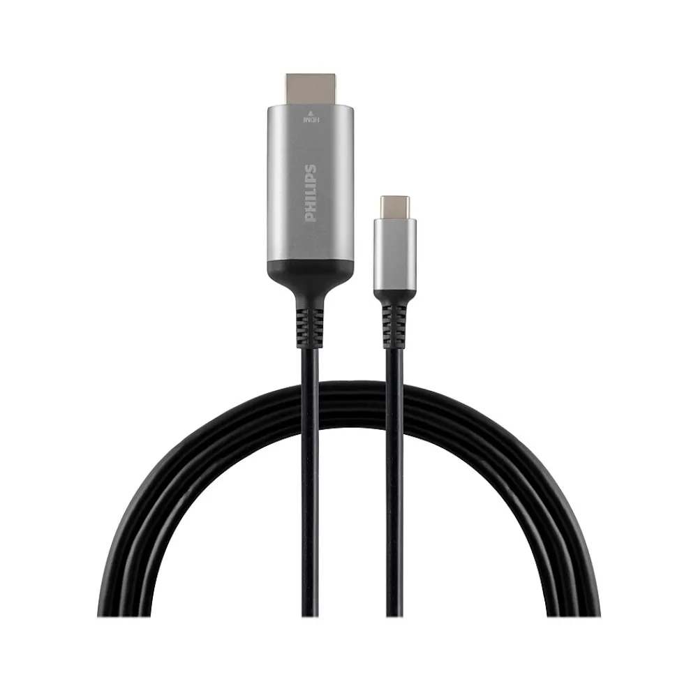 Philips Elite SWV9120C/27 6' USB-C to HDMI Adapter Cable, M/M, Black/Silver