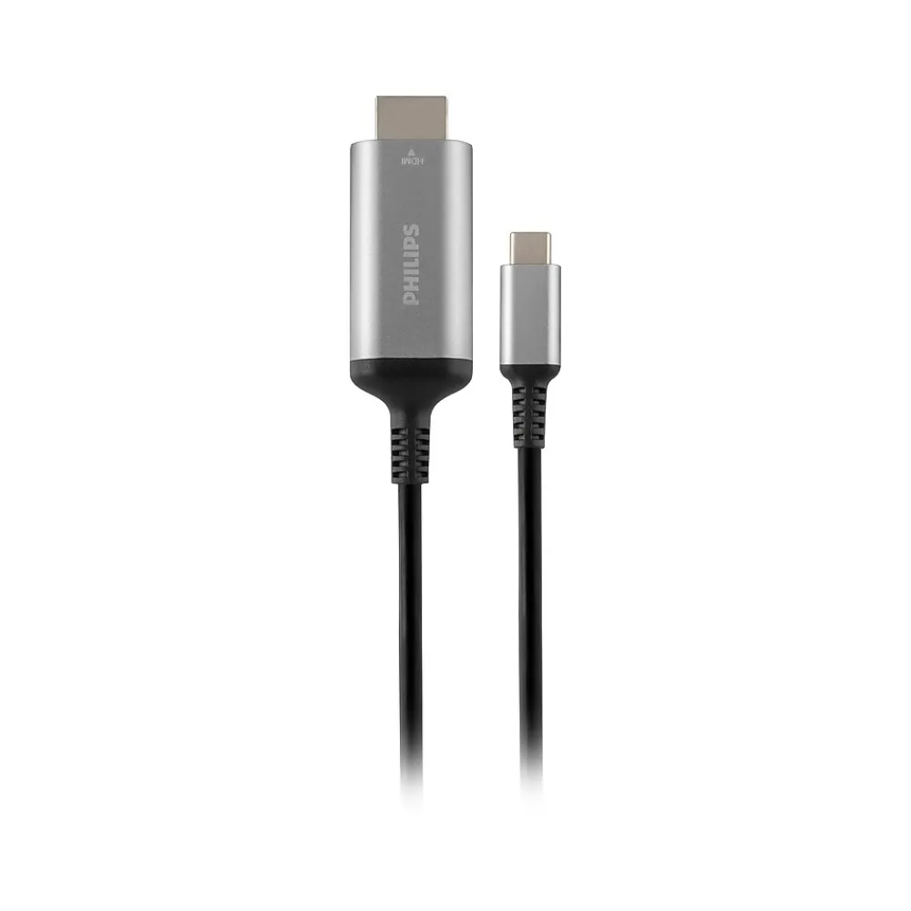 Philips Elite SWV9120C/27 6' USB-C to HDMI Adapter Cable, M/M, Black/Silver