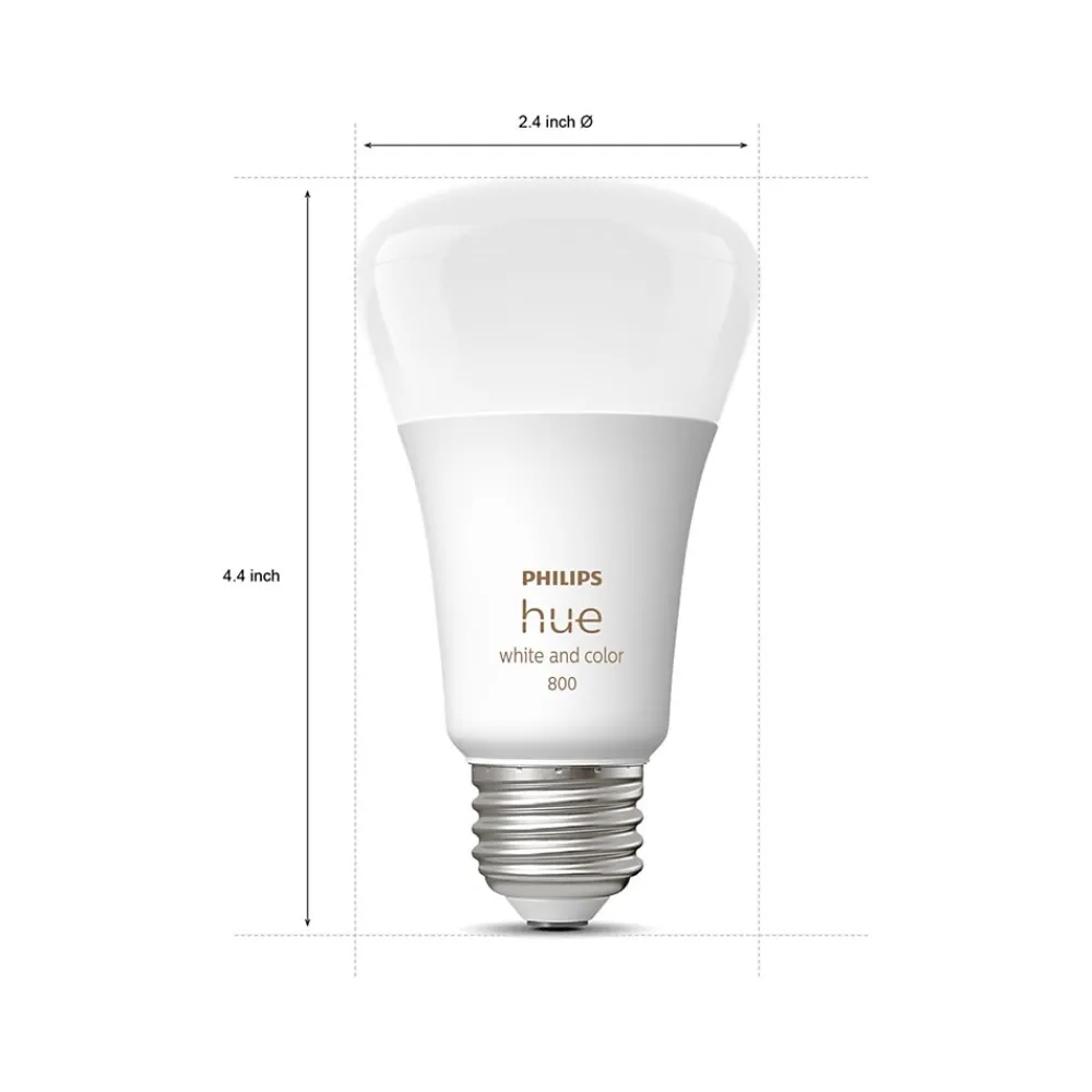 Philips Hue 60W Equivalent A19 LED Smart Light Bulb, Warm White, 2/Pack (548610)