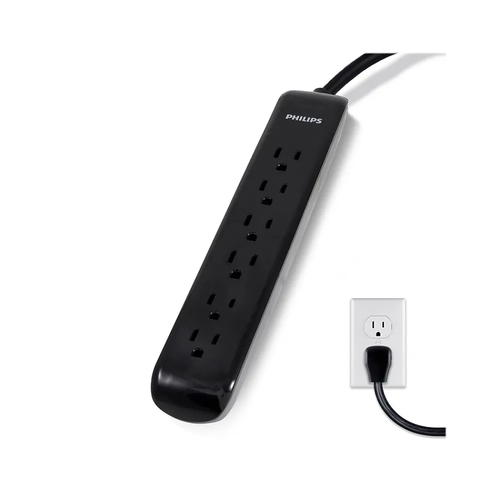 Philips 6-Outlet Surge Protector, 10', Black (SPP6110BC/37)