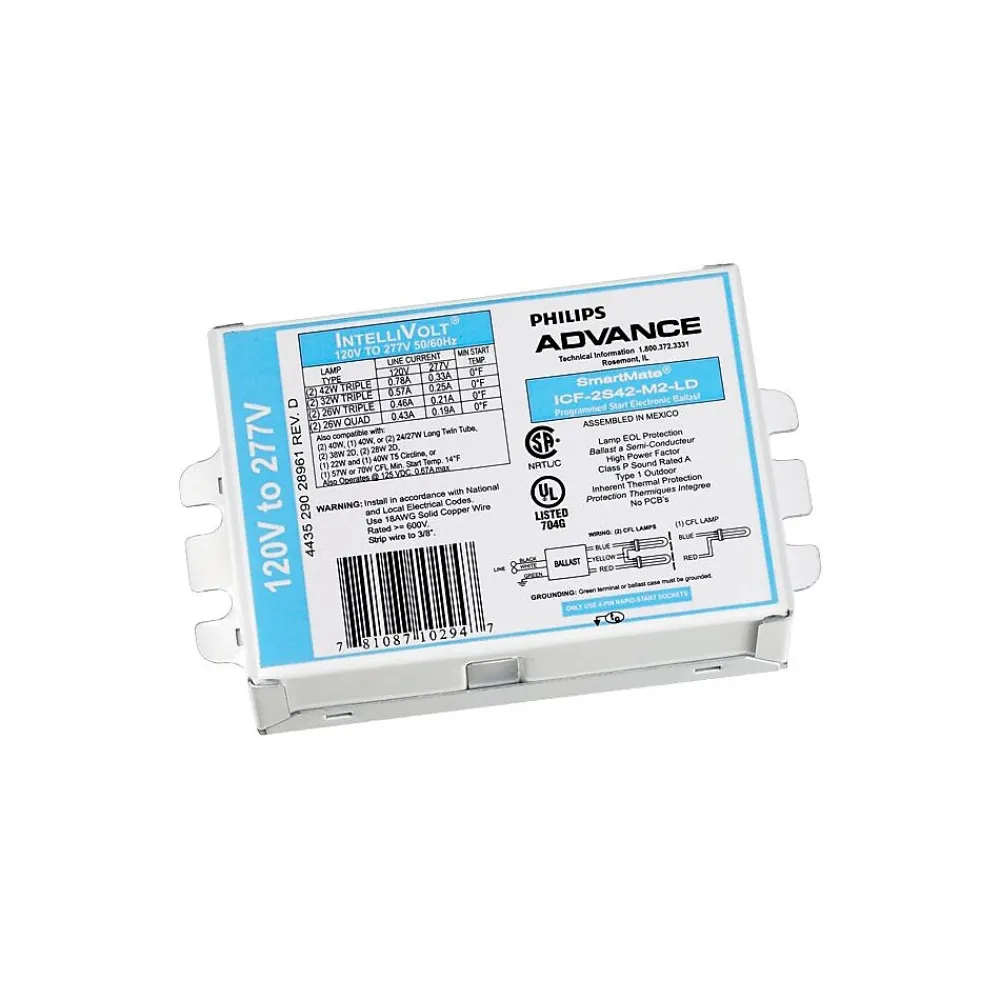 Philips SmartMate Programmed Start Fluorescent Ballast, 2 Lamp, 26W
