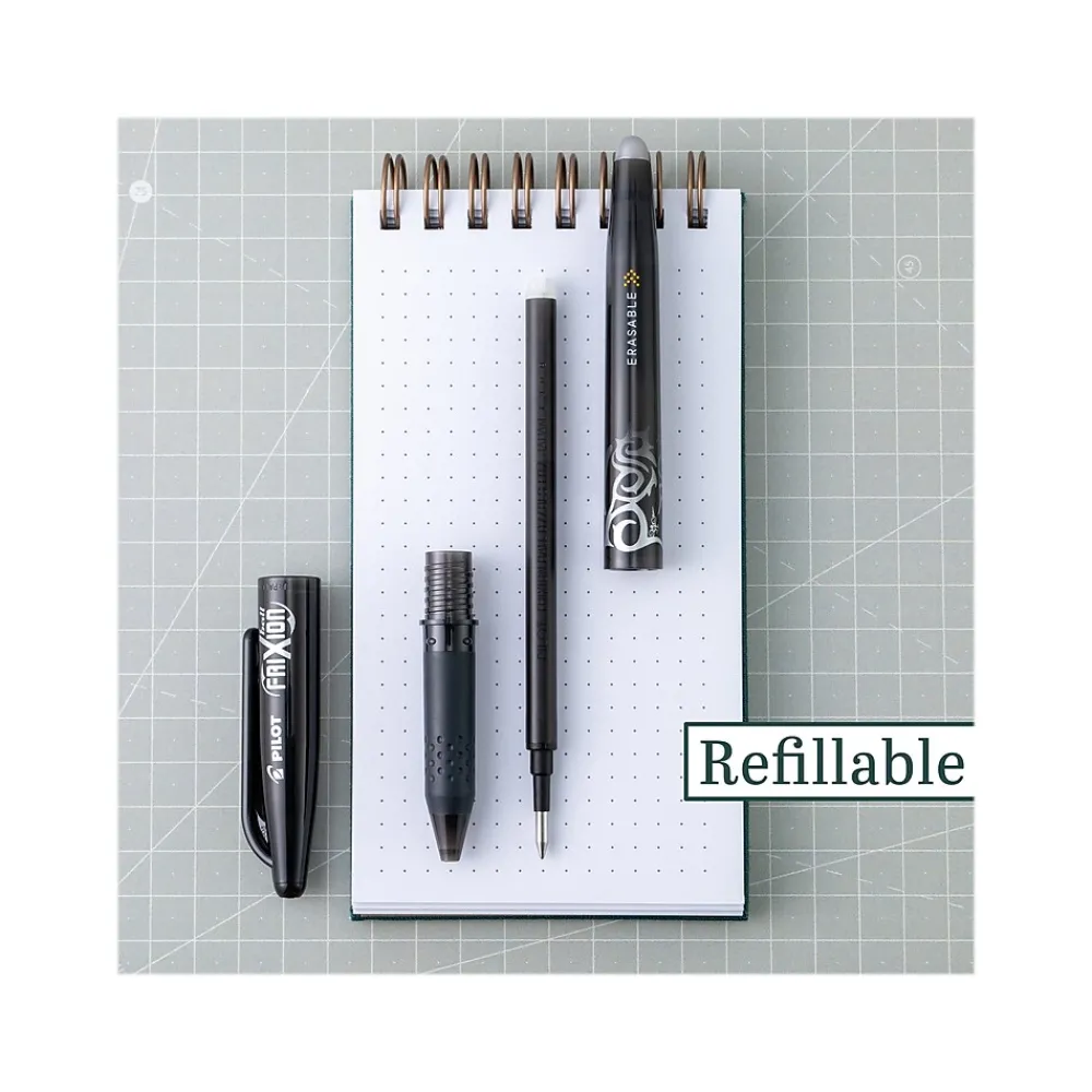 Pens|Pilot FriXion Ball Erasable Gel Pen, Fine Point, Black Ink (FX7-BLK-BC)