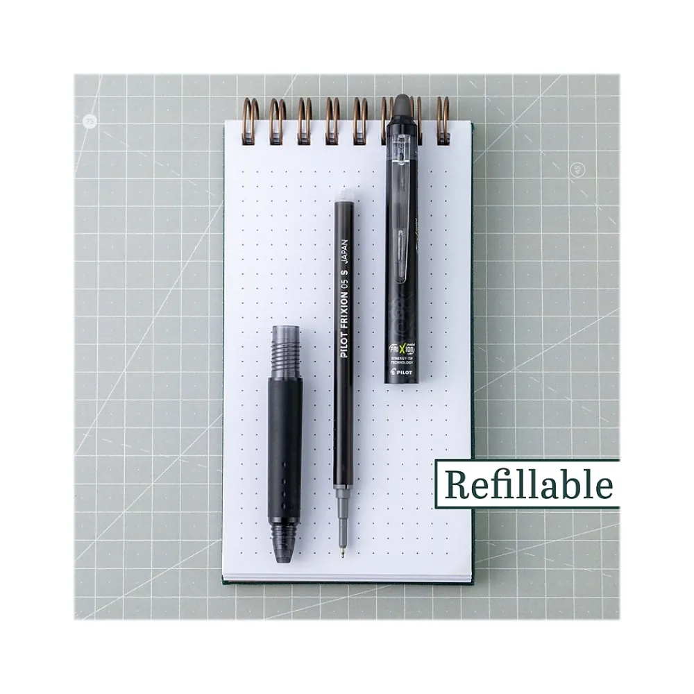 Pens|Pilot FriXion Synergy Clicker Retractable Erasable Gel Pen, Extra Fine Point, Black Ink, 3/Pack (FXYC3BLKE)