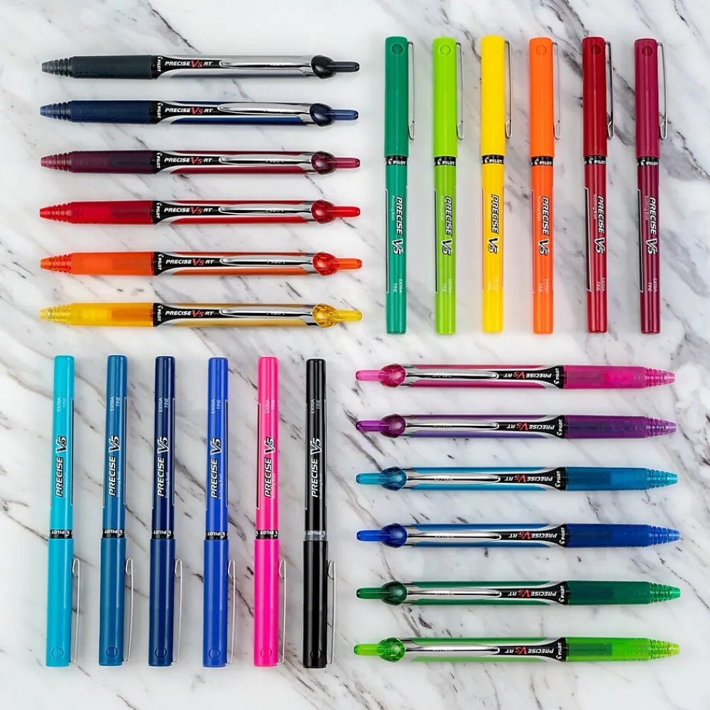 Pens|Pilot Precise V5 Retractable Rollerball Pen, Extra Fine Point, Green Ink (26065)