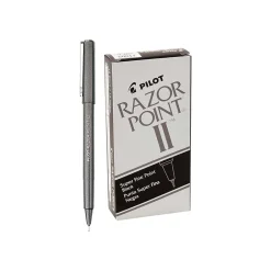 Pens|Pilot Razor Point II Marker Pens, Super Fine Point, Black Ink, Dozen (11009)