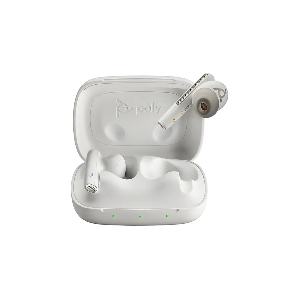 Plantronics Voyager Free 60 UC Wireless Noise Canceling Bluetooth Earbuds, USB-A, UC Certified, White Sand (7Y8L3AA)<Poly Sale