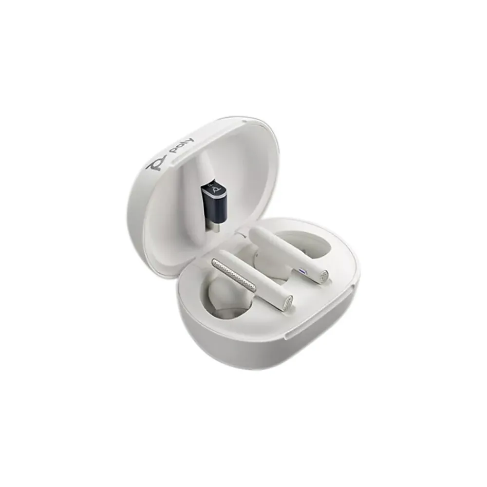 Plantronics Voyager Free 60+ UC Wireless Bluetooth Earbuds, USB-C Teams, White Sand (7Y8G8AA)<Poly Hot