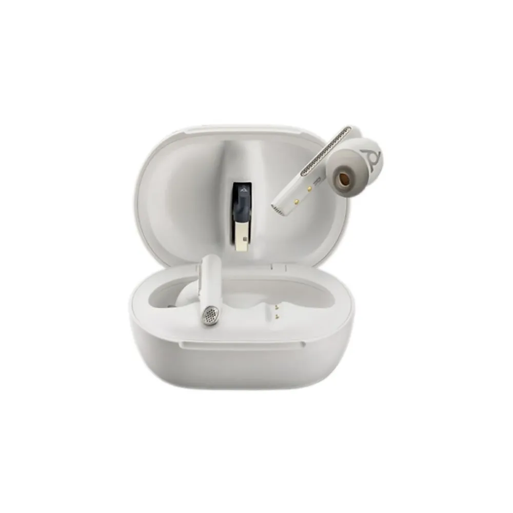 Plantronics Voyager Free 60+ UC Wireless Noise Cancelling Bluetooth Earbuds, USB-C, UC Certified, White Sand (7Y8G6AA)<Poly Clearance