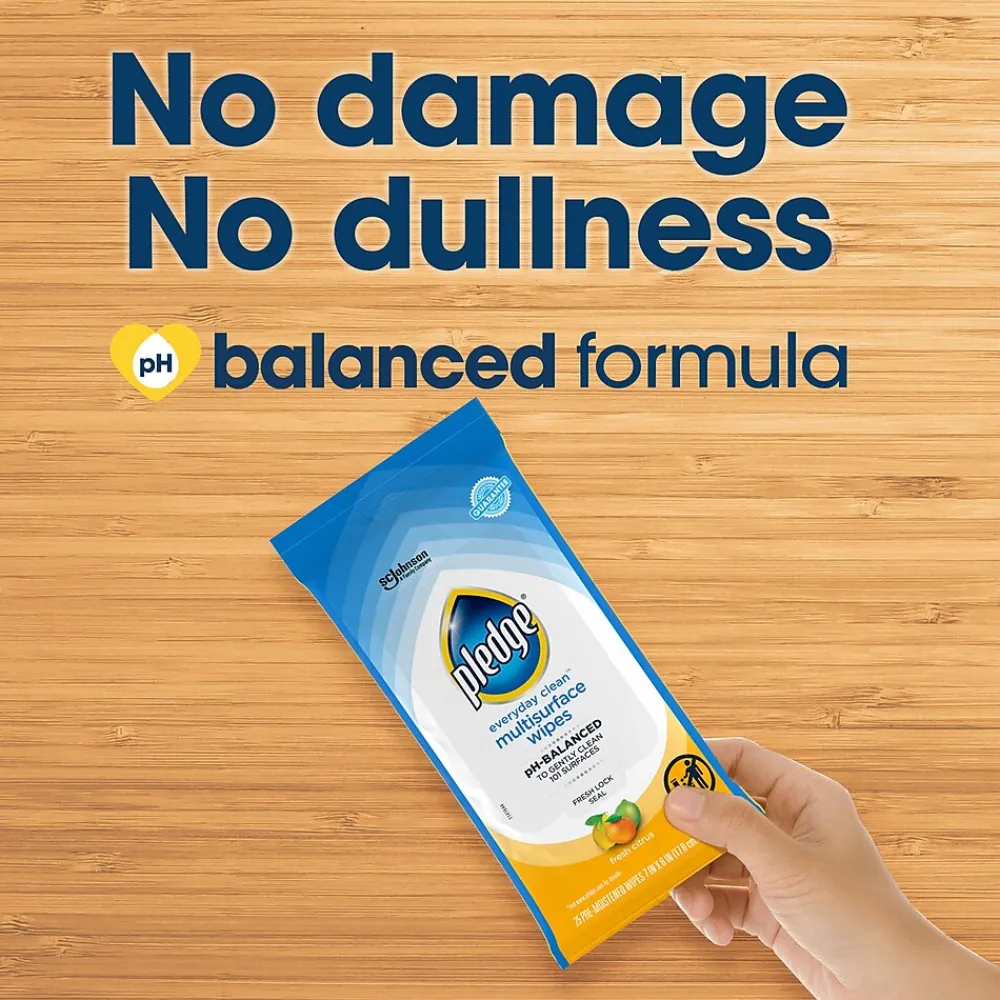 Clean it Multi-Surface Cleaner Wet Wipes, Citrus Scent, 25/Pack, 12 Packs/Carton (336274CT)<Pledge Best