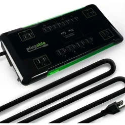 Plugable 25' 12-Outlet Power Strip with 2-Port USB Charger, Black (PS12-USB25)
