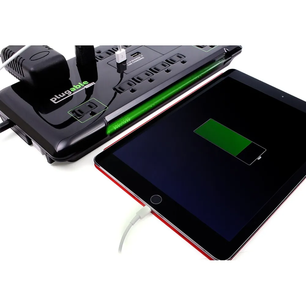Plugable 25' 12-Outlet Power Strip with 2-Port USB Charger, Black (PS12-USB25)