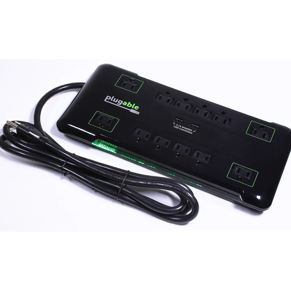 Plugable 12-Outlet 4320 J Surge Suppressor, 6' (PS12-USB2B)