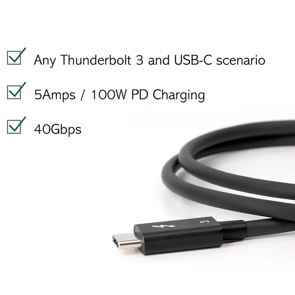 Plugable Thunderbolt 3 24" Cable, Black (TBT3-40G80CM)