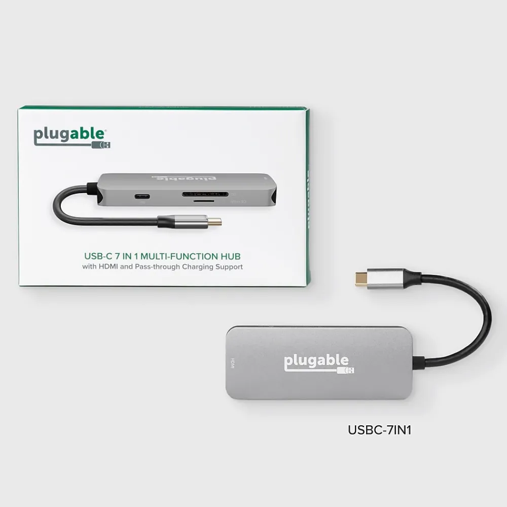Plugable USB C Hub Multiport Adapter, 7-in-1 Hub, 87W Charging (USBC-7IN1)
