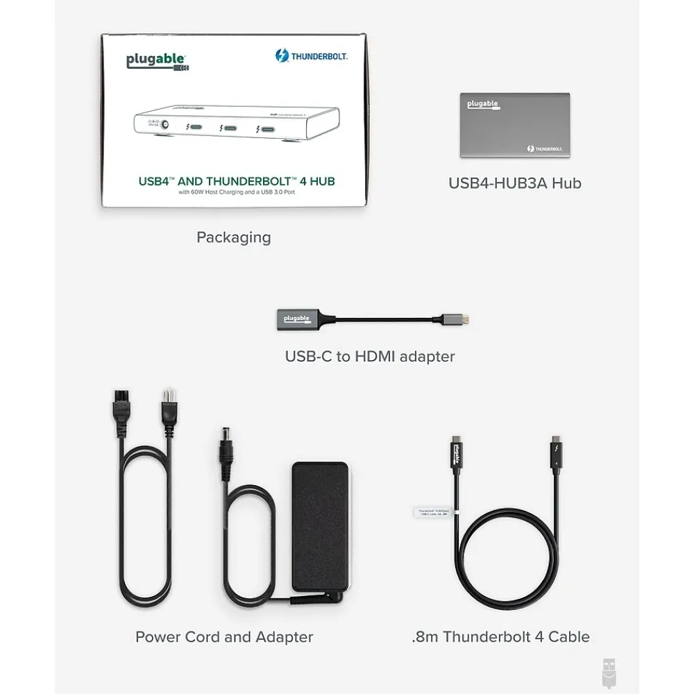 Plugable USB4 Hub, Silver (USB4-HUB3A)